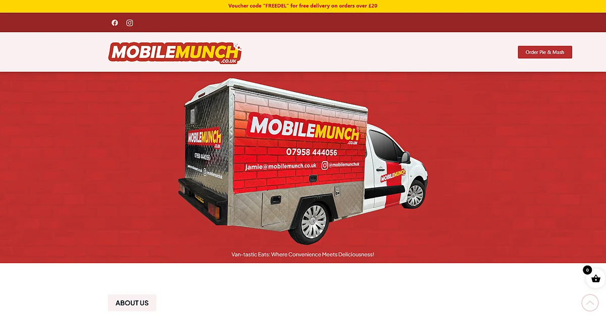 MobileMunch website — mobile food van with online ordering, designed and built by Fisher.digital